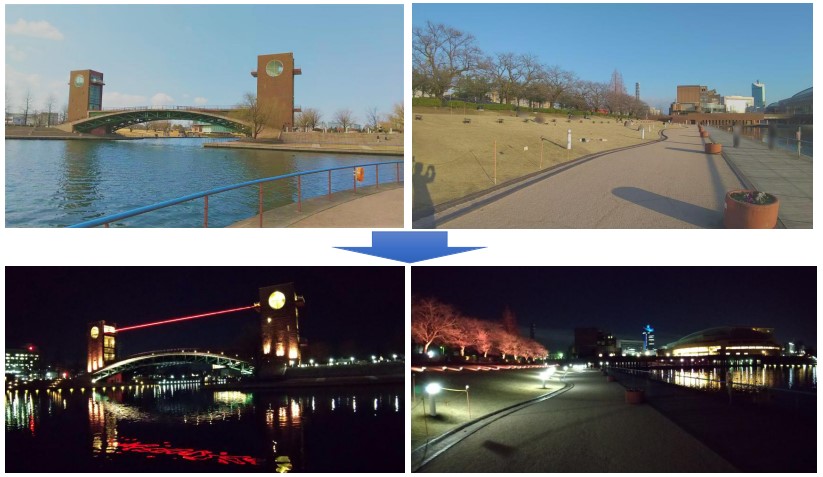 環水公園の昼と夜１